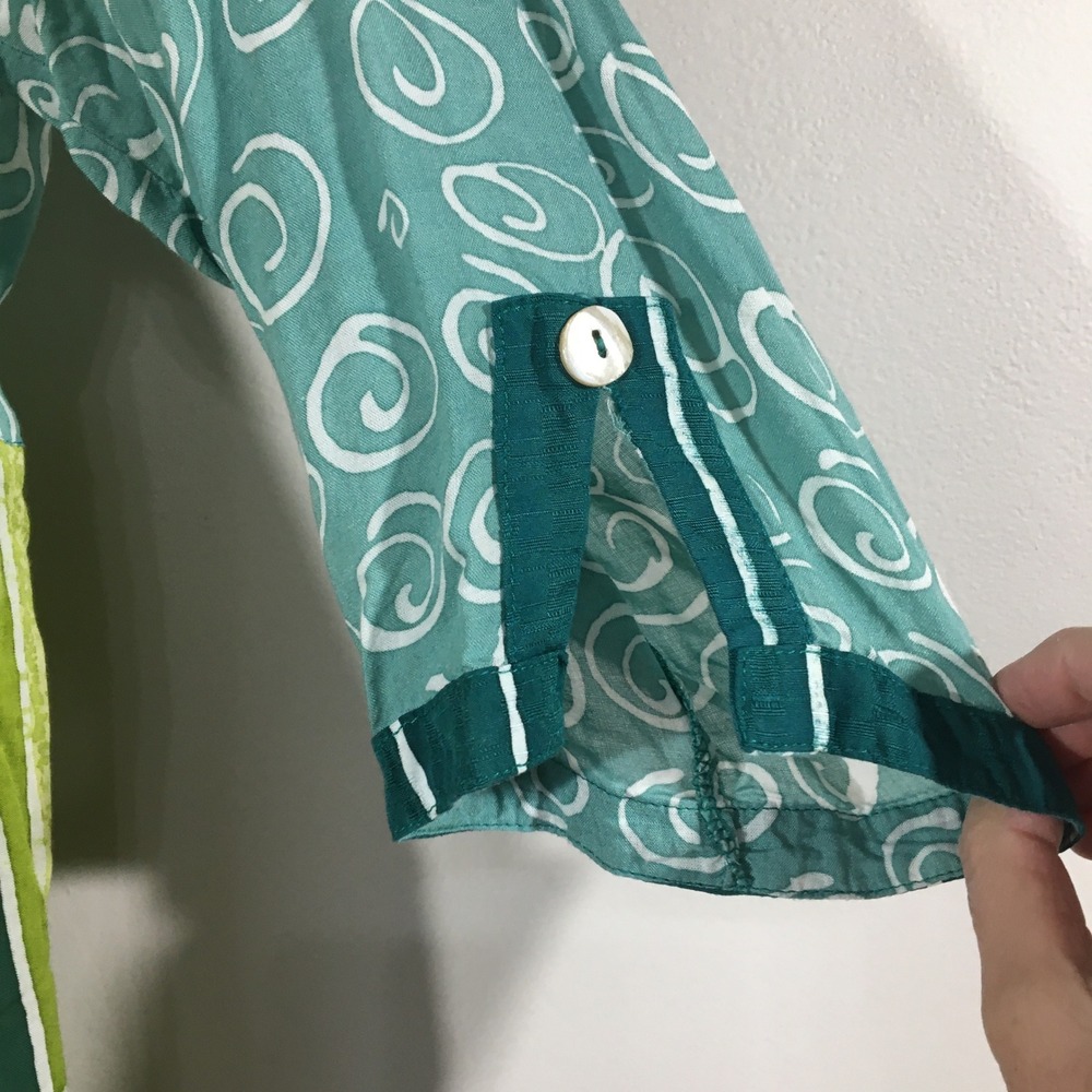 Iguana M Green Patchwork Abstract Print Rayon Blo… - image 4